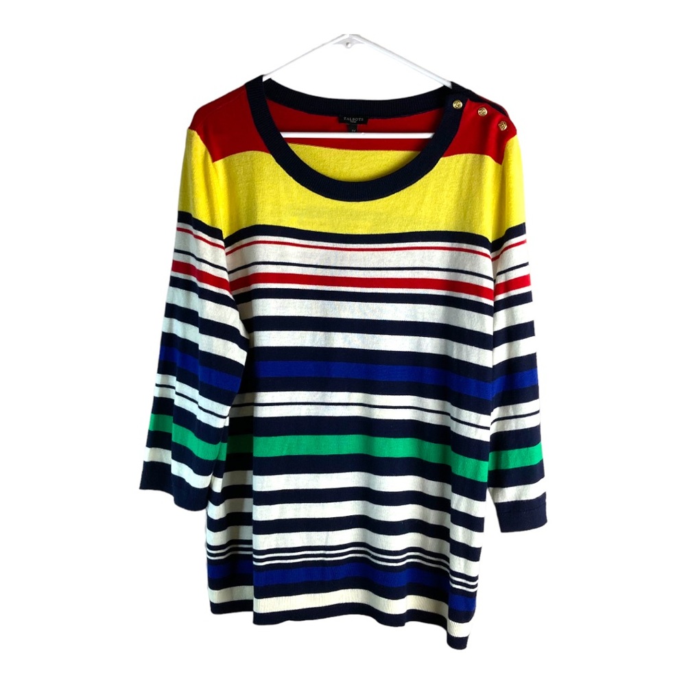 Talbots Boat Neck Striped Sweater Nautical 2X